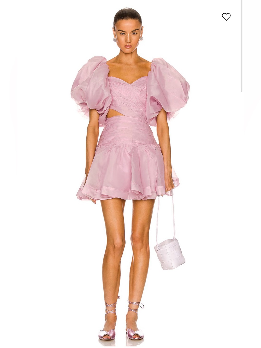 NWT Aje Myriad Cut Out Mini Dress Lilac Puff Sleeve Organza US 2 AU 6